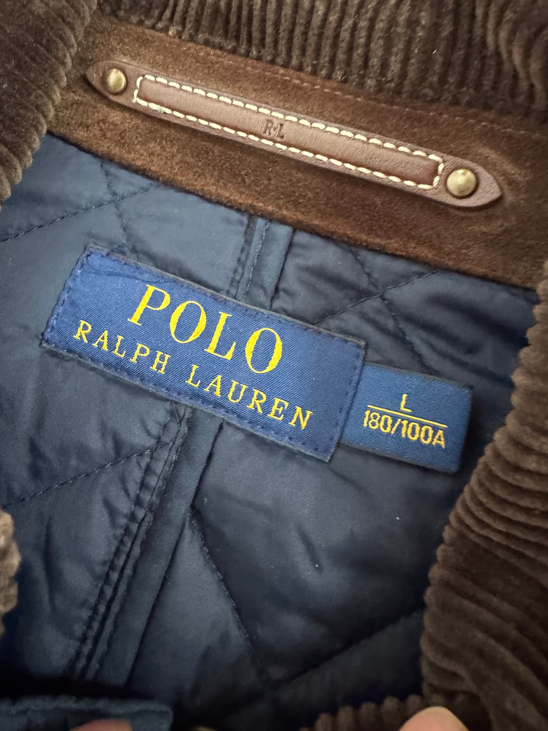 정품!! 폴로 랄프로렌 송아지 가죽 암패치 퀄팅 자켓 L ~ XL 상품이미지3