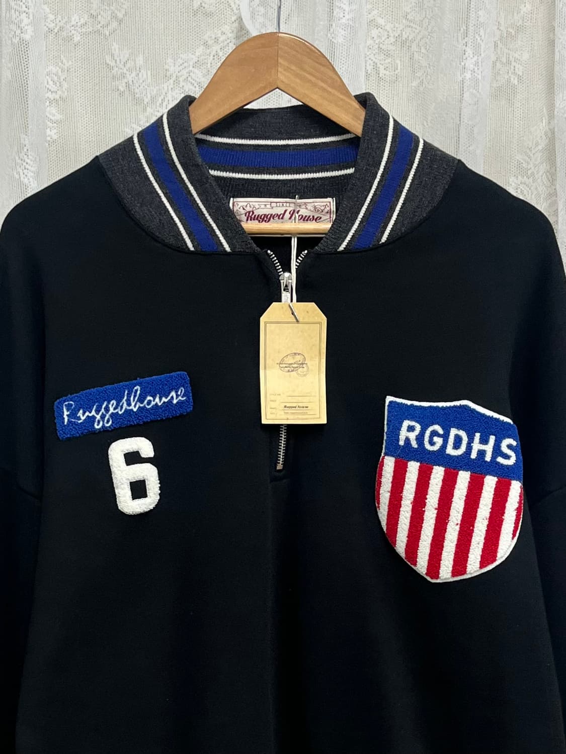 1) 새상품 러기드하우스 테이크 아머 카라 기모 반집업 블랙 상품이미지3