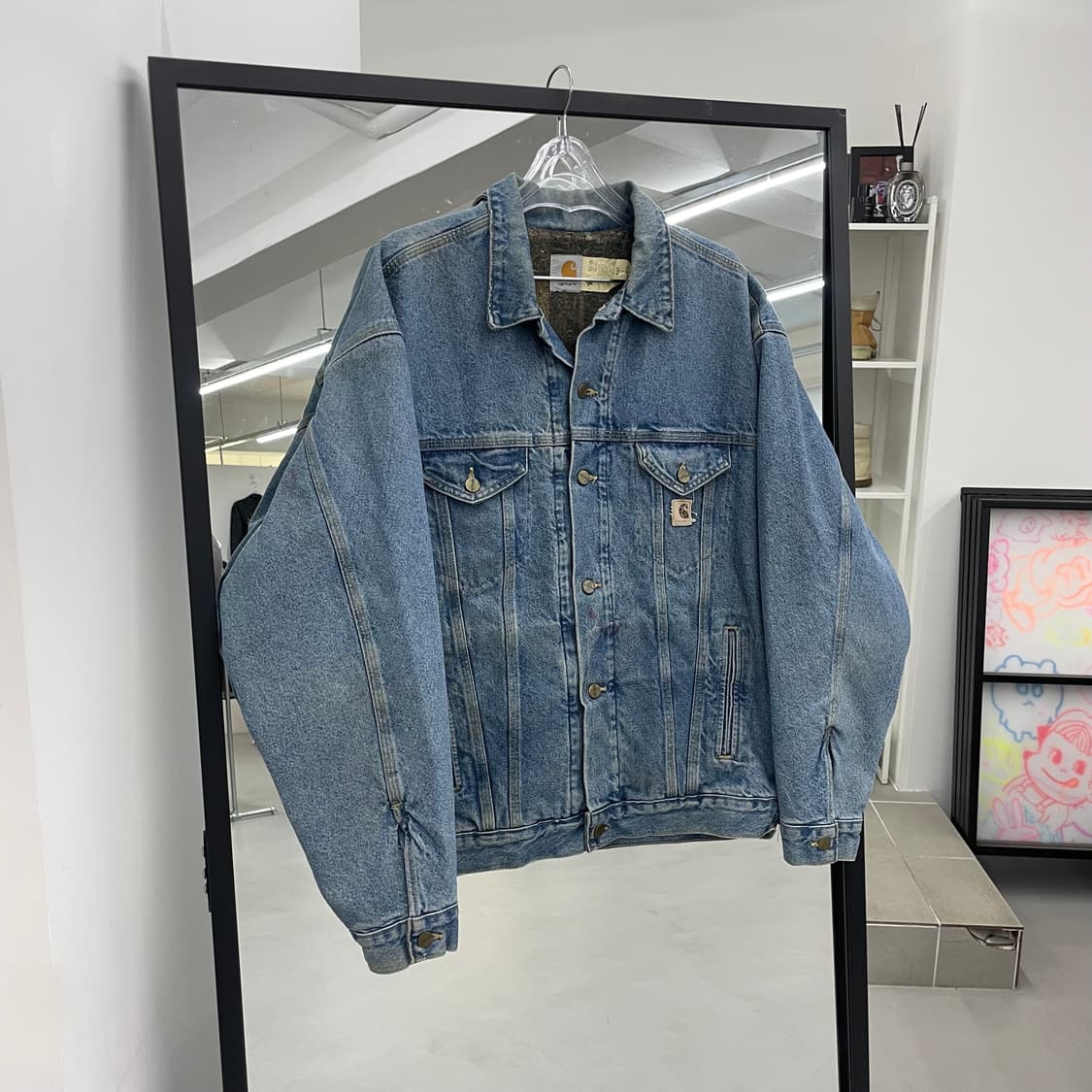 칼하트 90s OG 가죽패치 JB1908 워크 블랭킷 트러커 데님자켓 상품이미지1