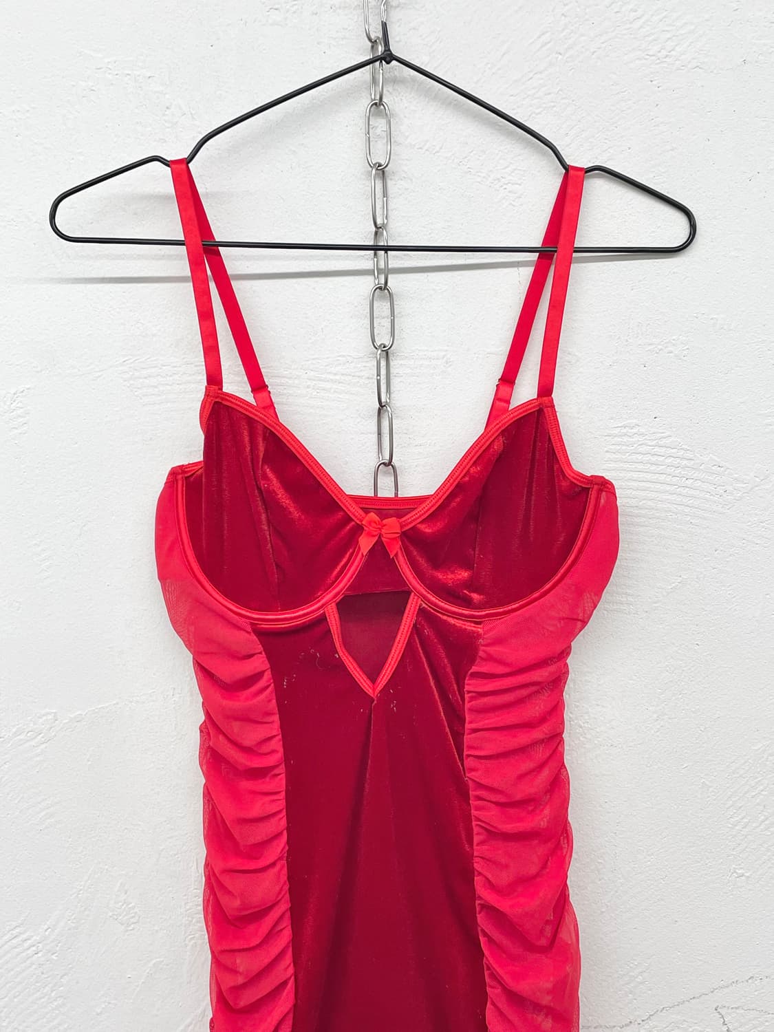 레드 셔링 벨벳 원피스 상품이미지5