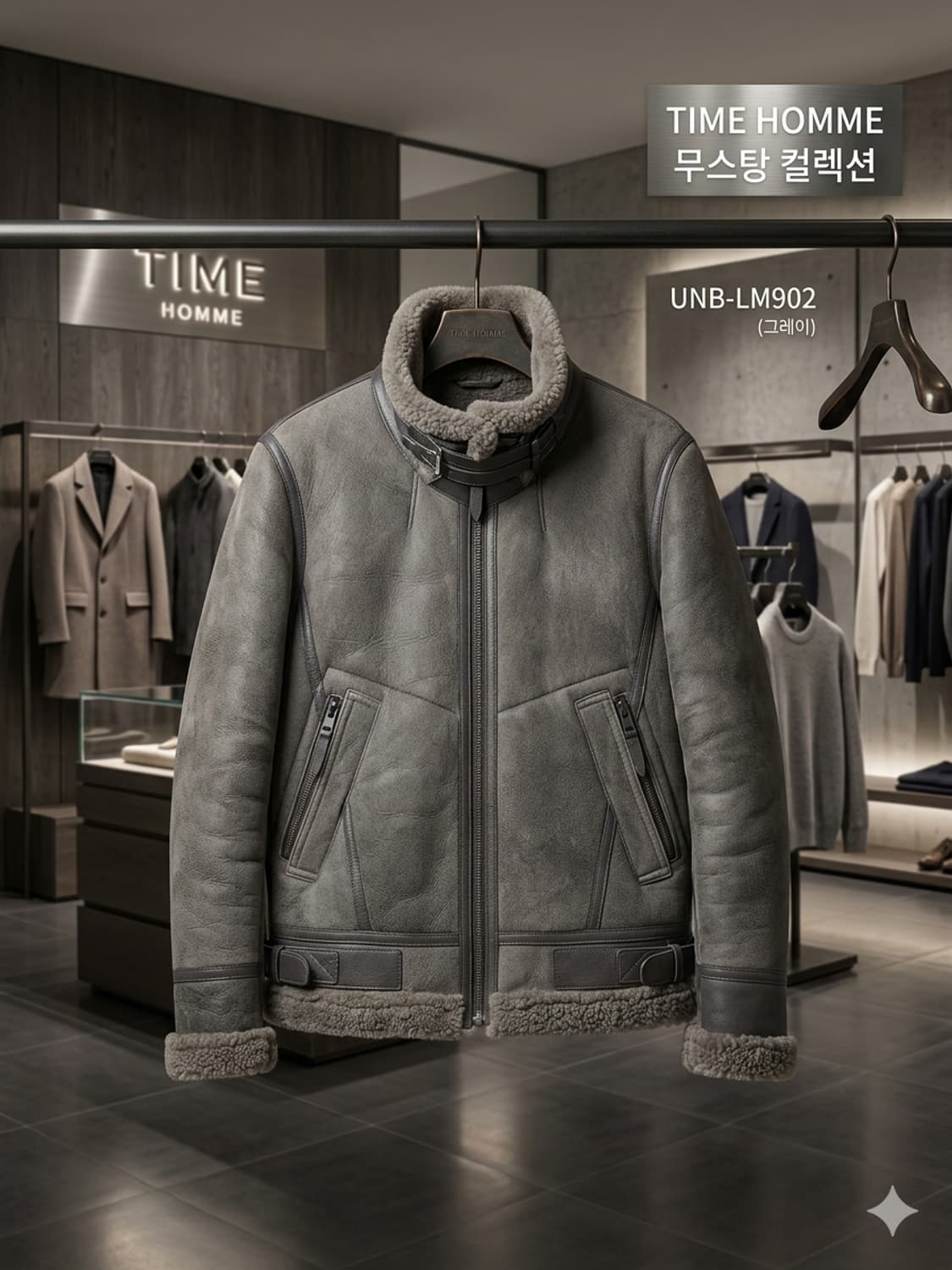 타임옴므 천연 양가죽 양털 무스탕 100사이즈 (정가 350만원대) 상품이미지2