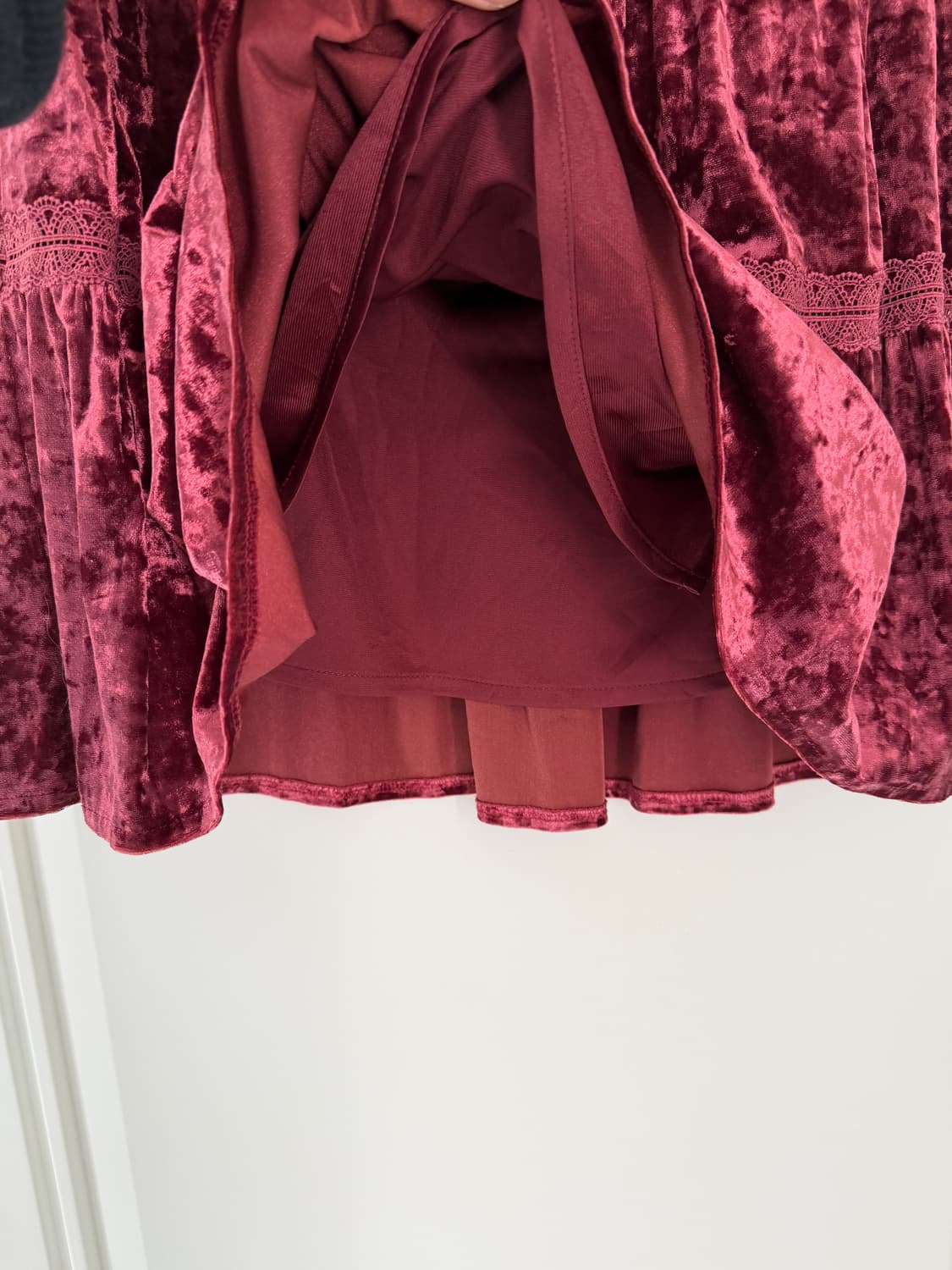 일본빈티지 핑크 벨벳 레이스 스커트 상품이미지4