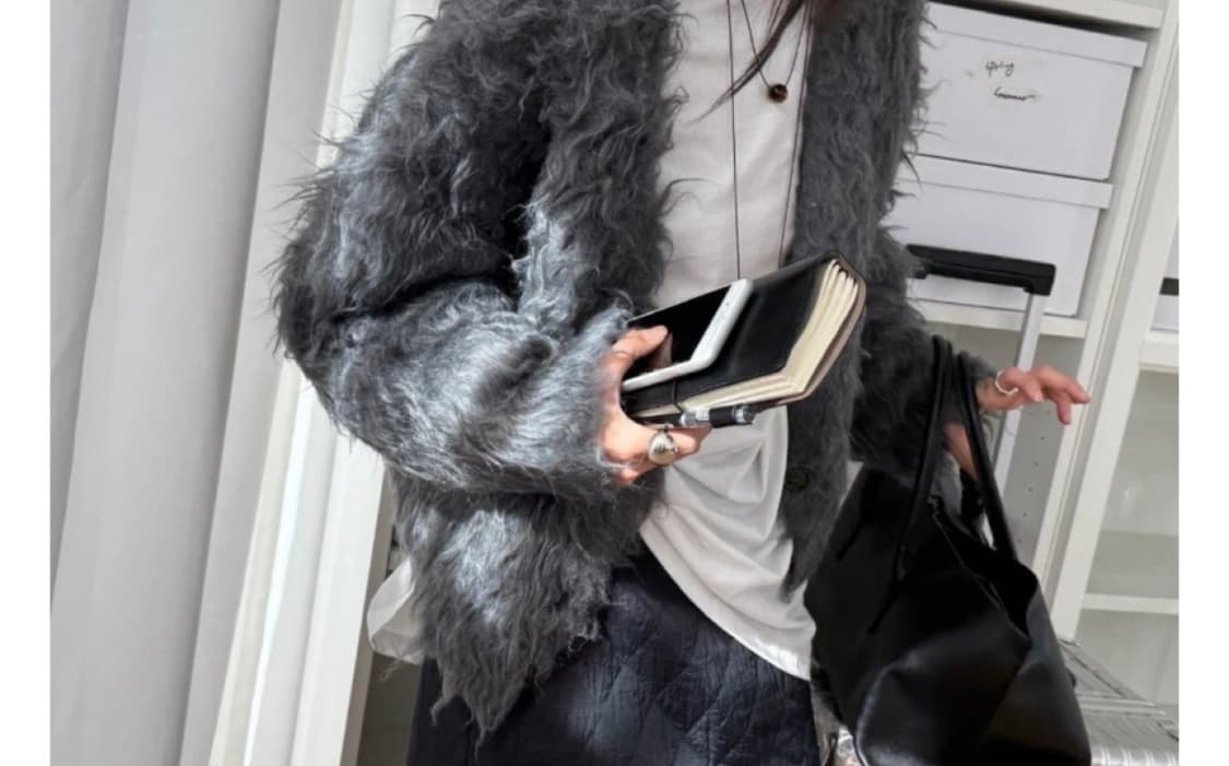 새상품) 런던플랏 브러쉬 가디건 그레이  상품이미지3