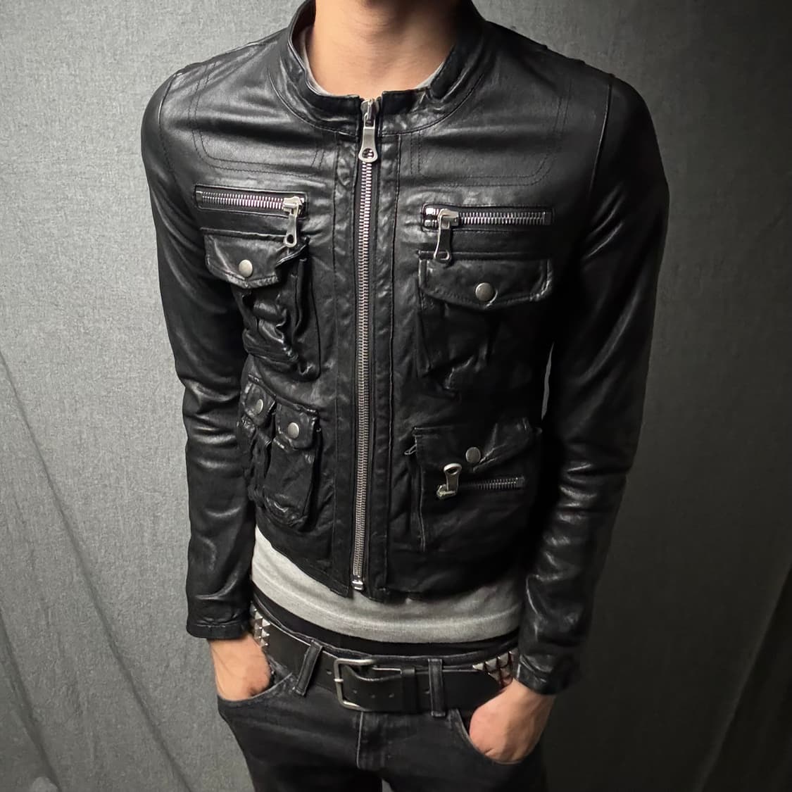 양가죽 포켓 크롭 자켓 상품이미지5