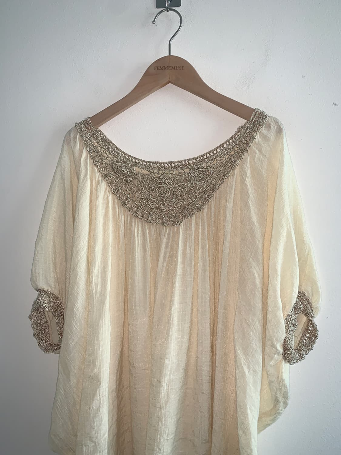 Linen lace u neck long blouse 상품이미지2