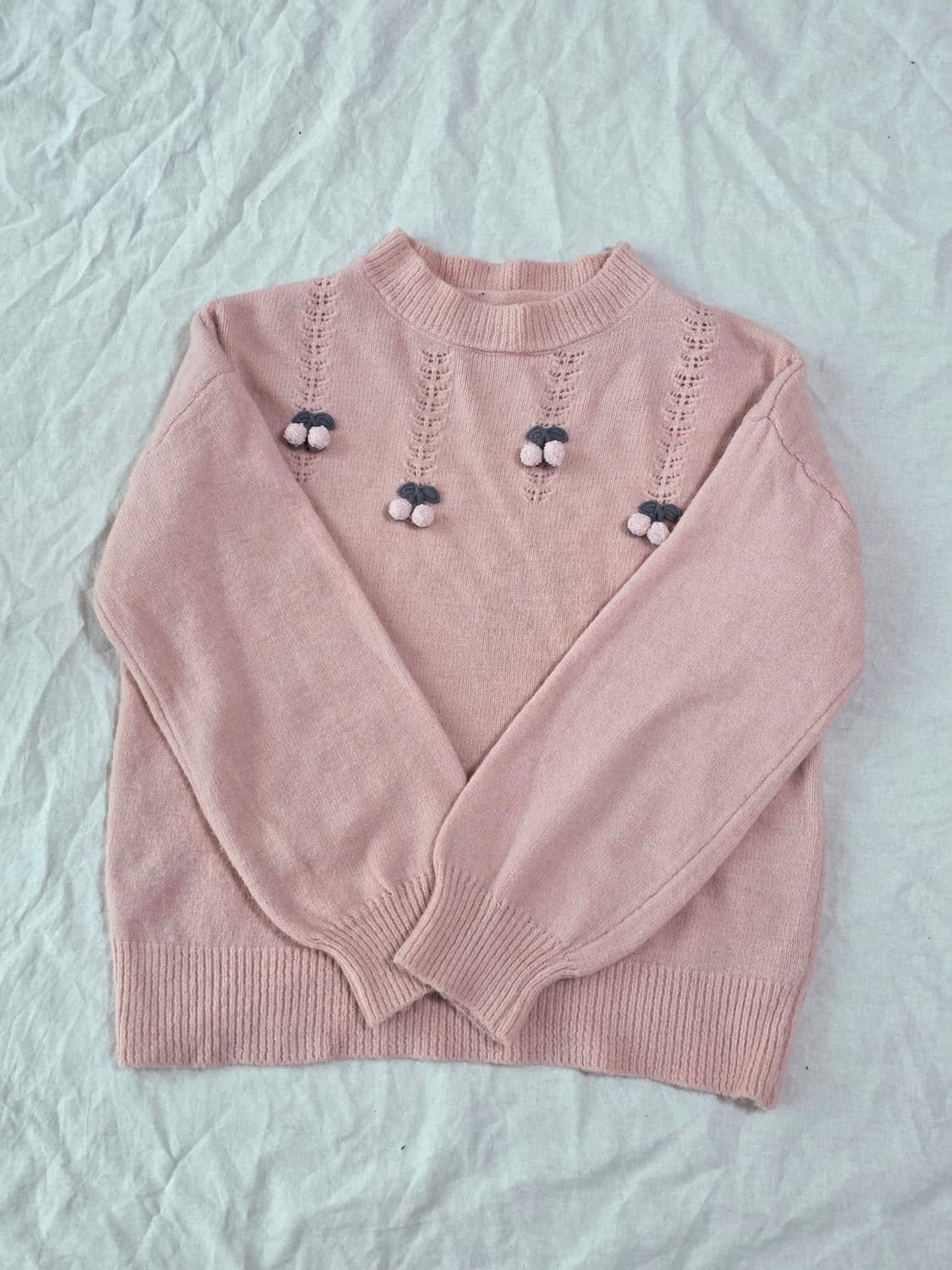 모리걸 폼폼 체리 빈티지 니트 상품이미지4