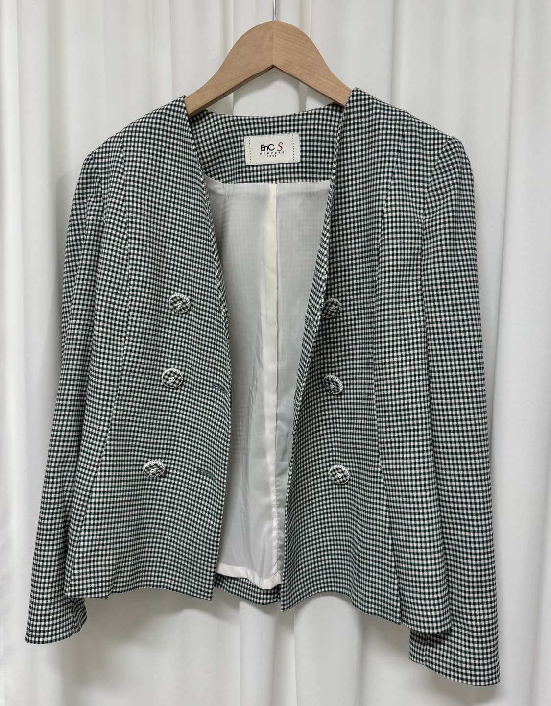 EnC 그린 체크 더블 자켓 상품이미지4