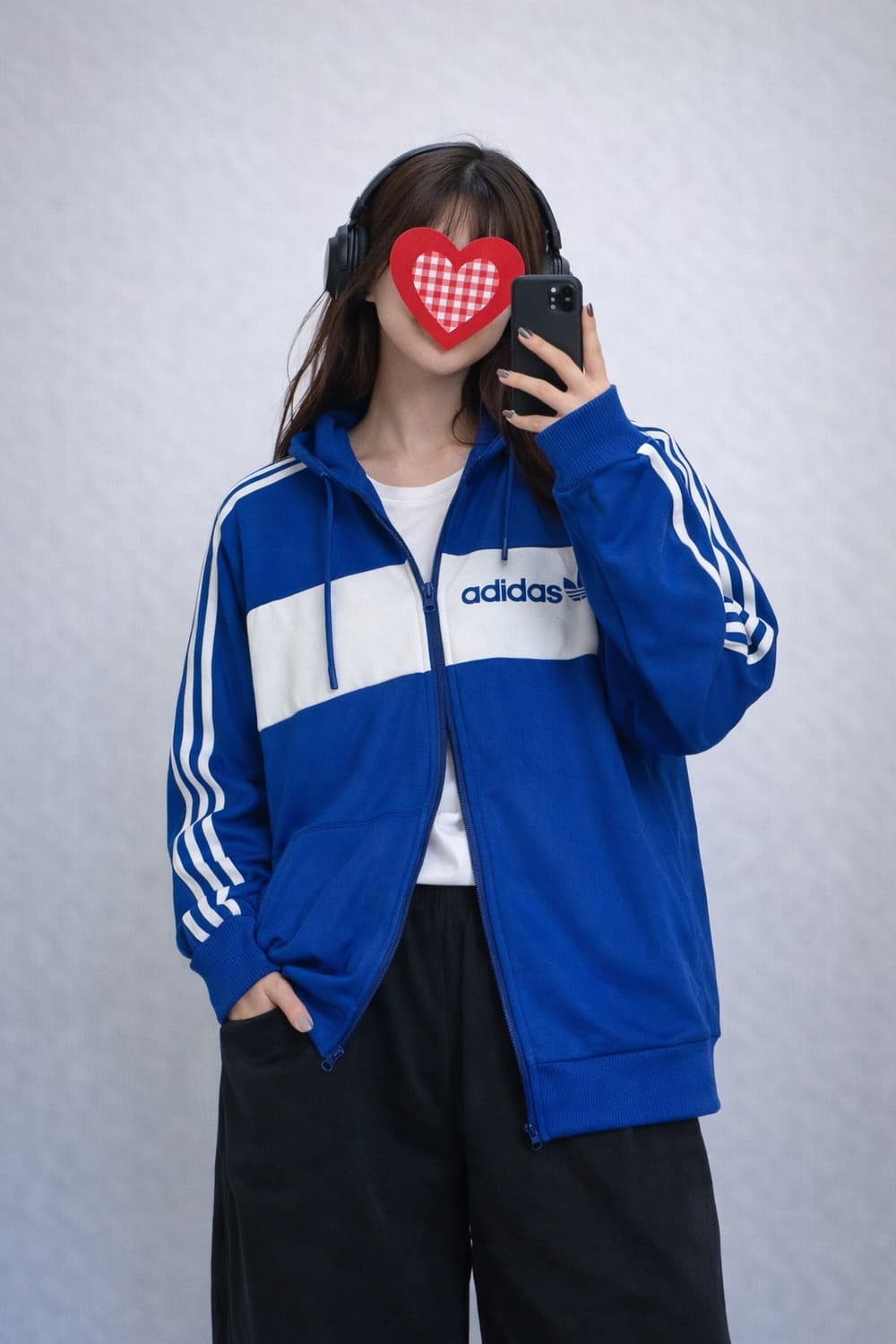 아디다스 블루 화이트 멀티컬러블록 투웨이 후드집업 아노깔 상품이미지1