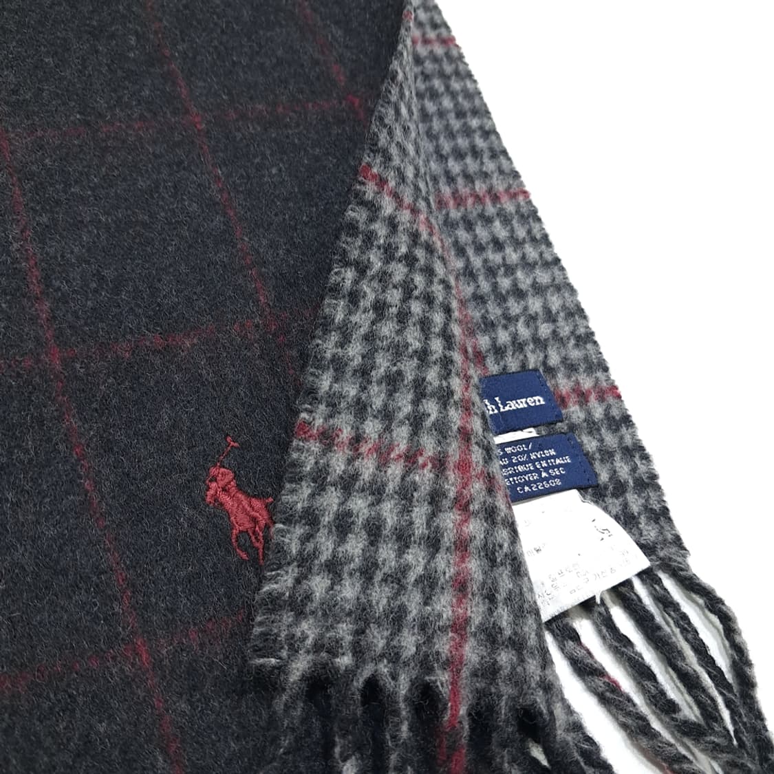 MX457 폴로 이태리판 램스울 양면 레드포니 그레이 머플러 목도리 상품이미지6