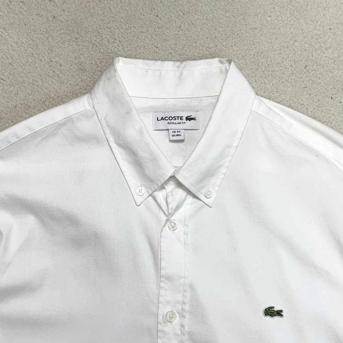 LACOSTE 옥스포드 반팔 셔츠 화이트 M/L 상품이미지3