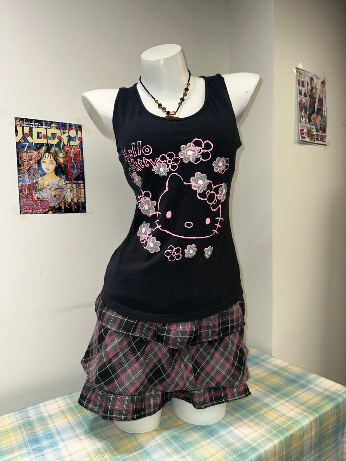 Pink Gray Check pattern skirt 상품이미지5