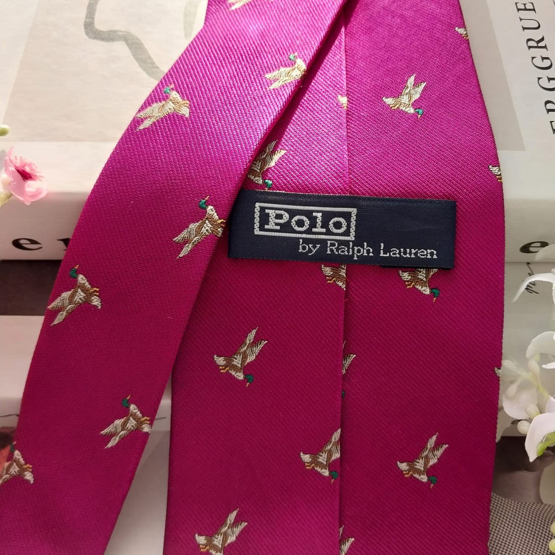 폴로랄프로렌 실크 퍼플톤 오리 자수 넥타이 9.9cm A+등급 K1447 상품이미지6