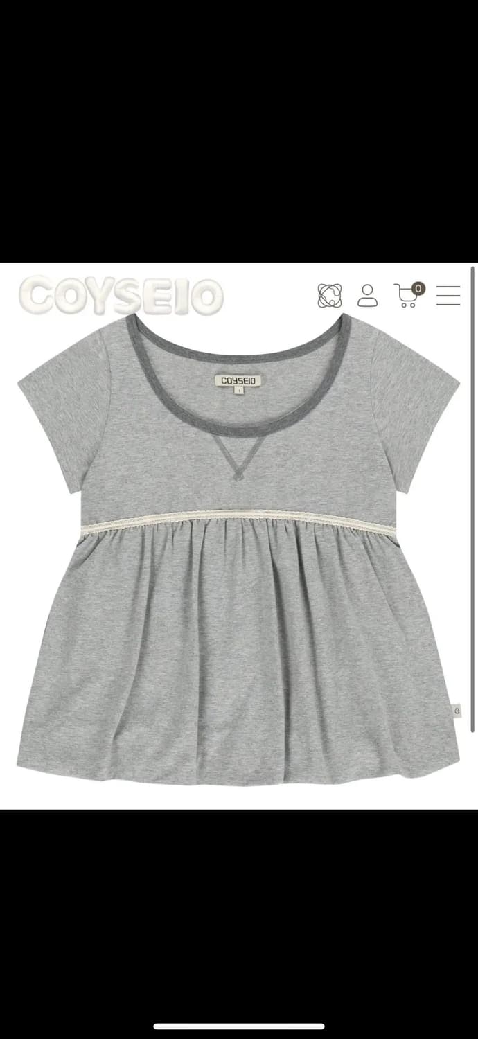 코이세이오 레이스 벌룬 티셔츠 멜란지 그레이 상품이미지1