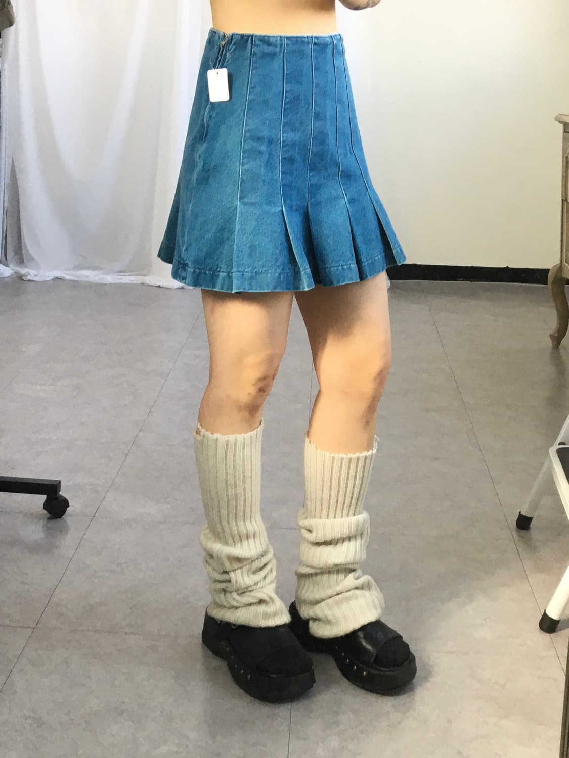 Denim pleats skirt 상품이미지4