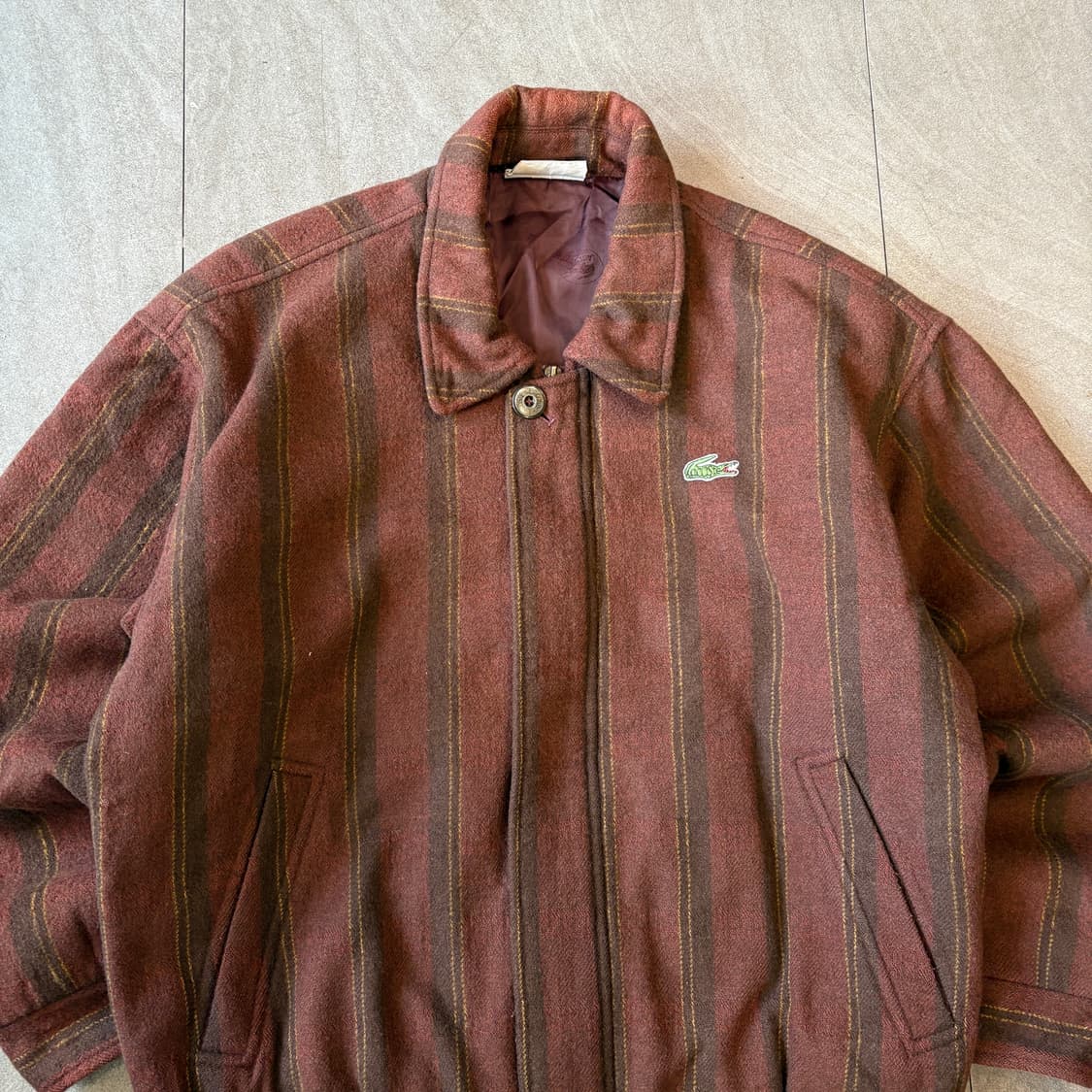 라코스테 정품 정품 버건디 울 블루종 자켓 상품이미지3