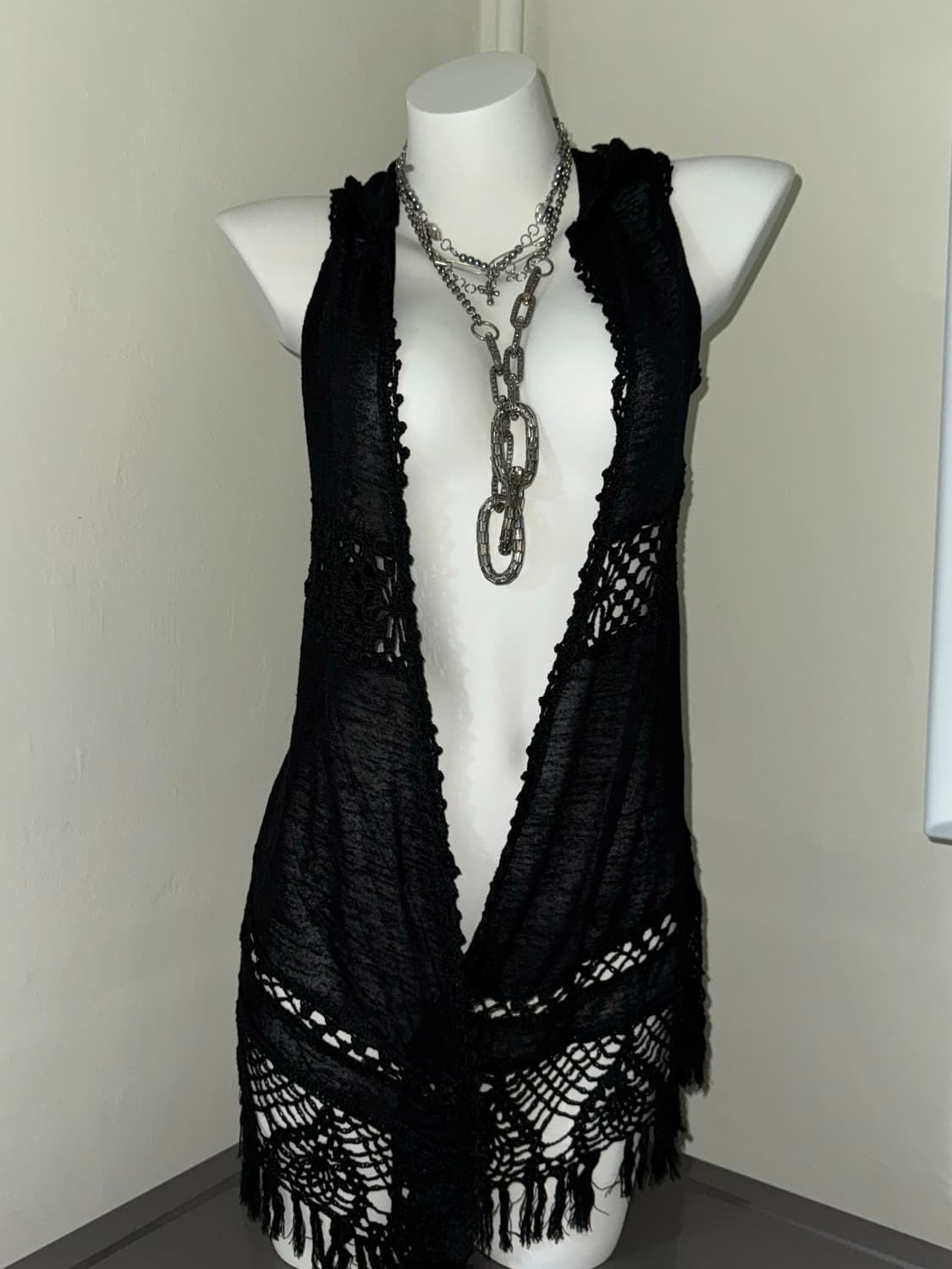 Crochet Fringe Vest 일본 크로쉐 가디건 조끼 상품이미지1