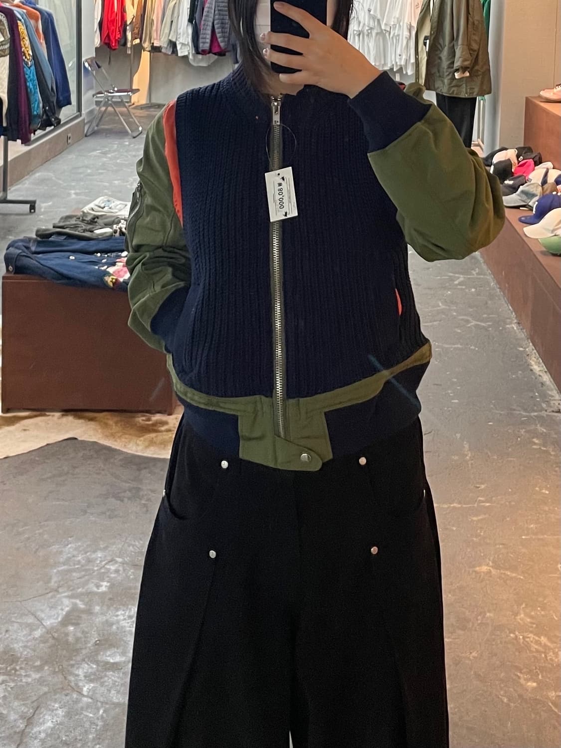 MORE THAN YESTERDAY 믹스 니트 봄버자켓 H1961 상품이미지1