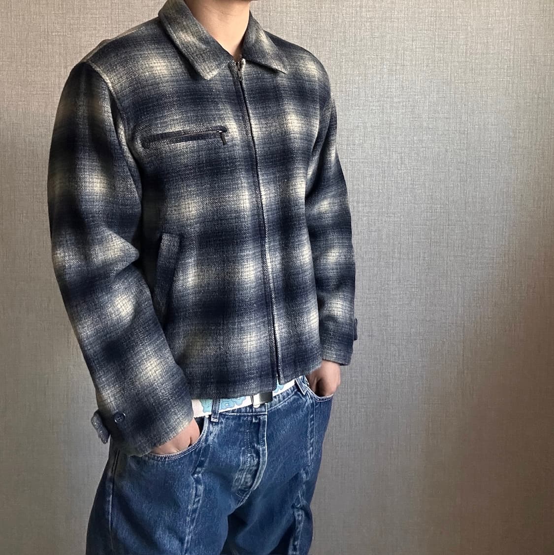 BOBSON 체크 패턴 일제 울 자켓 상품이미지2