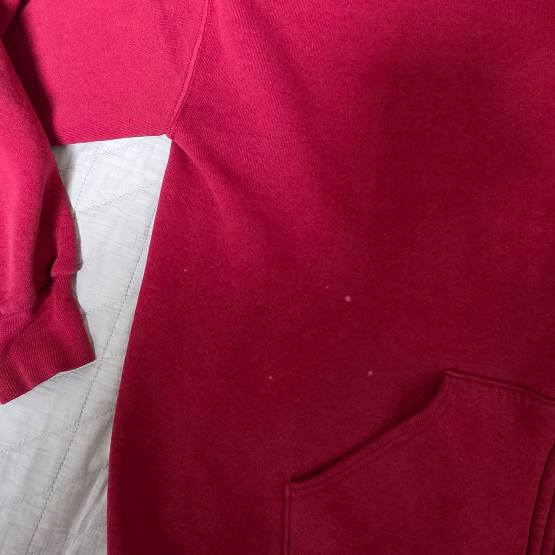 [XL] 90s USA 빈티지 러셀 후드 집업 레드/버건디 블리칭 상품이미지4