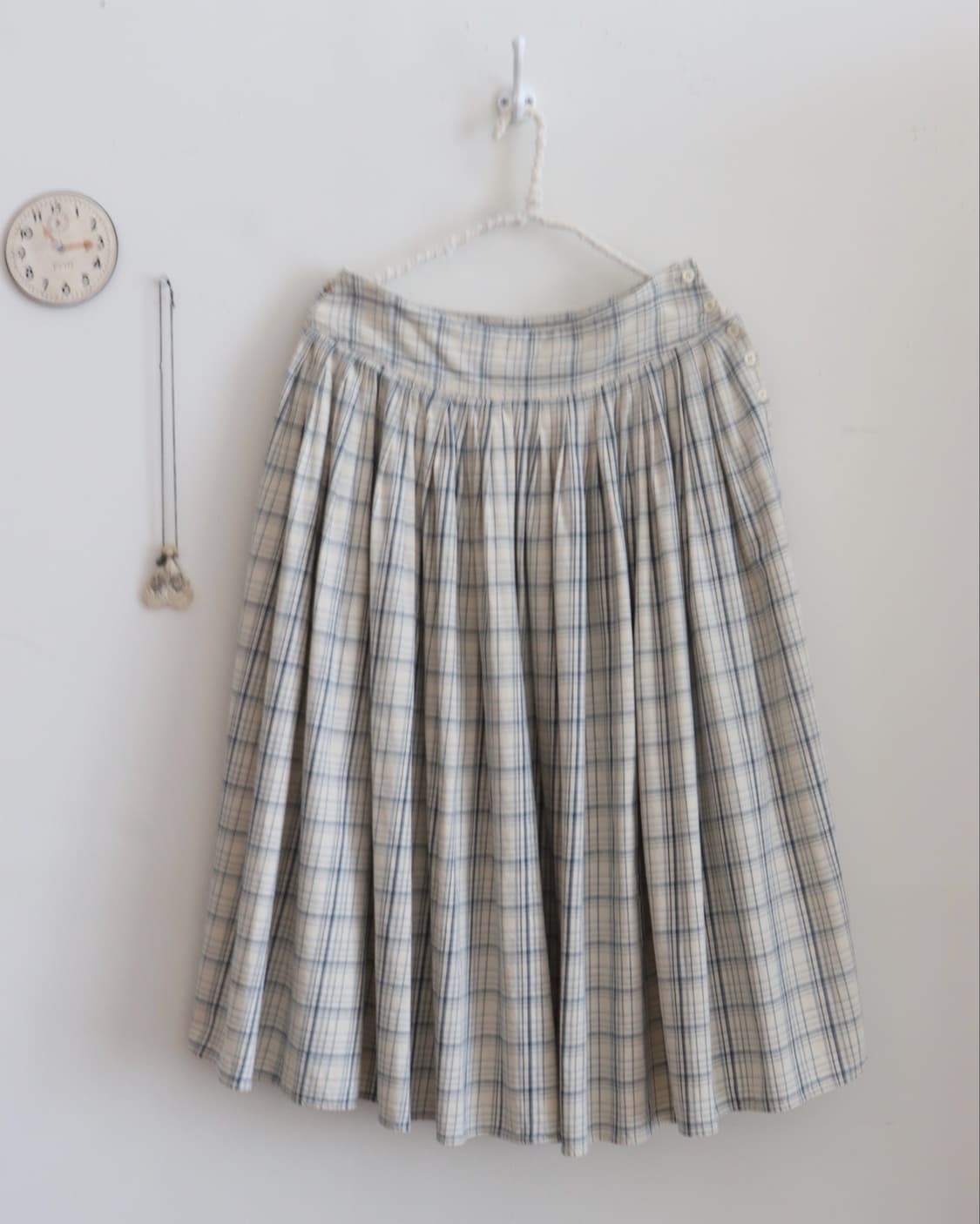 [45rpm] Blue Check Gather Flare Skirt 상품이미지9