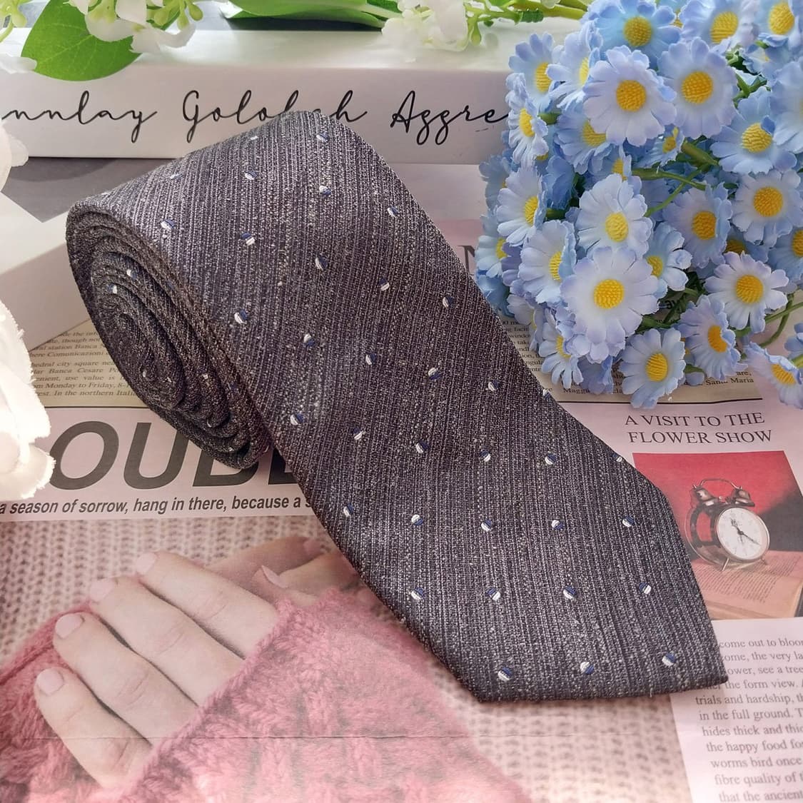 지오지아 다크그레이 패턴 넥타이 7.5cm A+등급 K2223
 상품이미지2