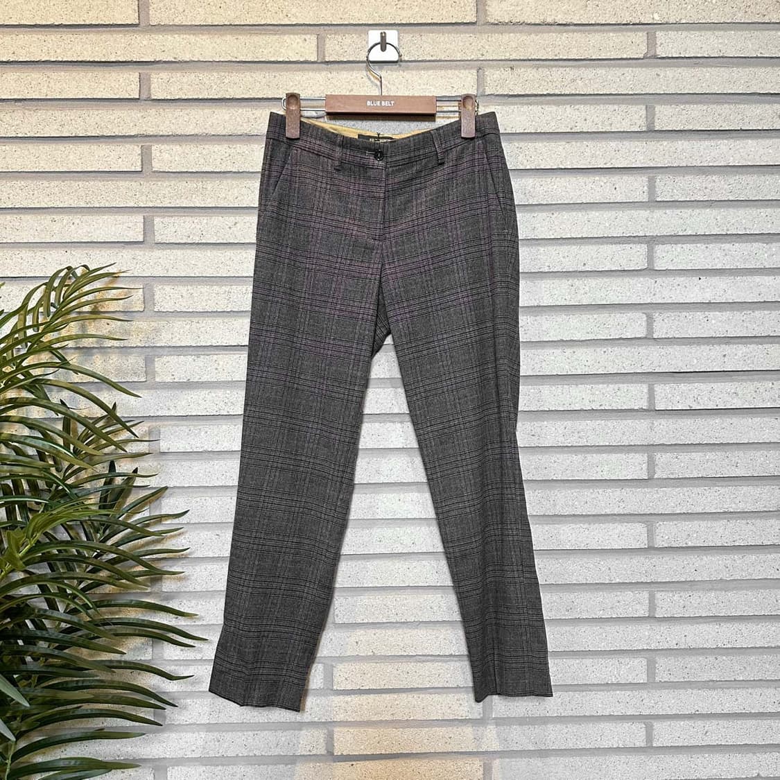 ETRO 에트로 마이크로 타탄체크 울 슬랙스 자카드 디테일 스트레이트핏 상품이미지1