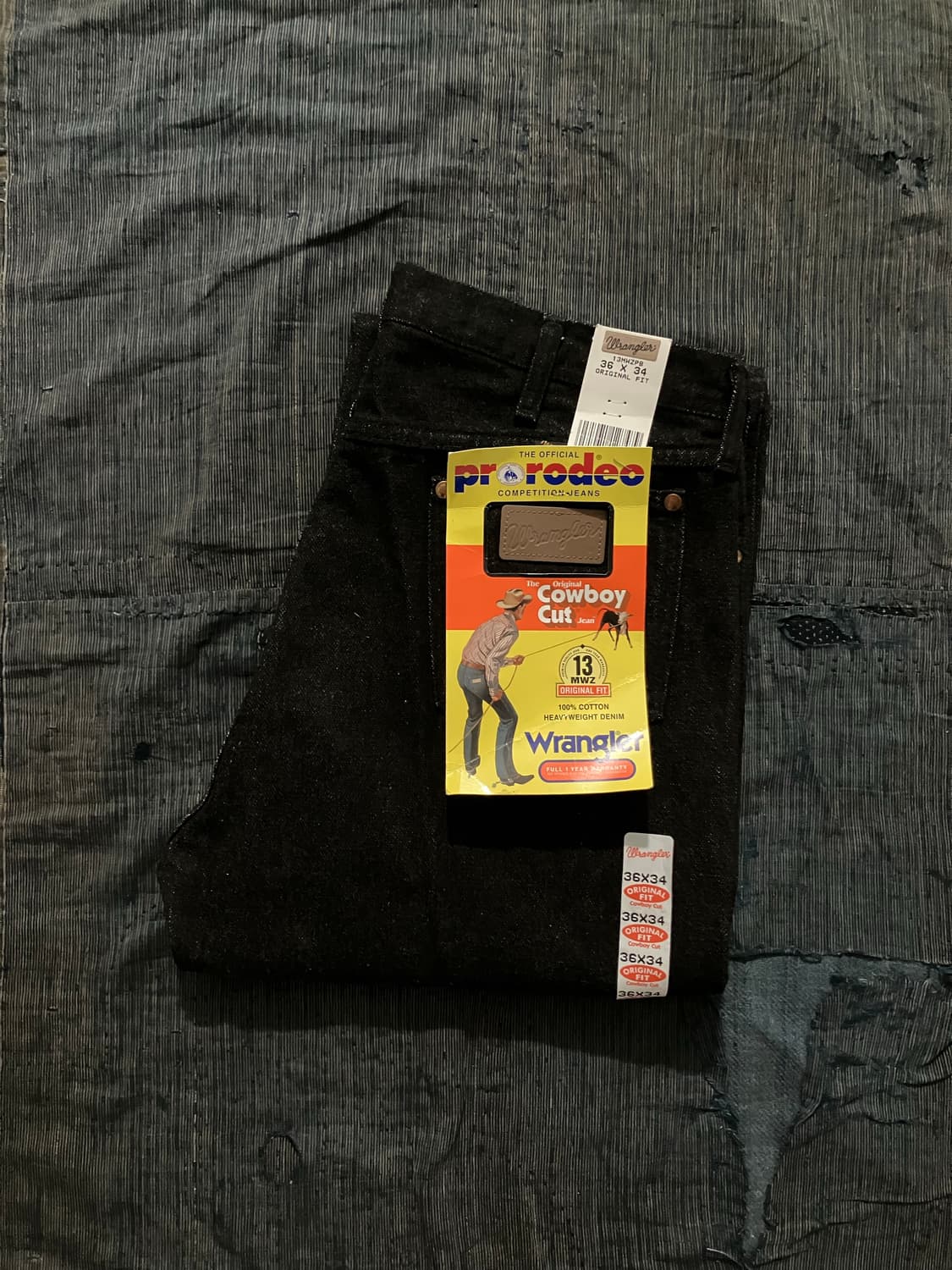 데드스탁 90s USA 빈티지 랭글러 13MWZPB 블랙 데님 팬츠 상품이미지1