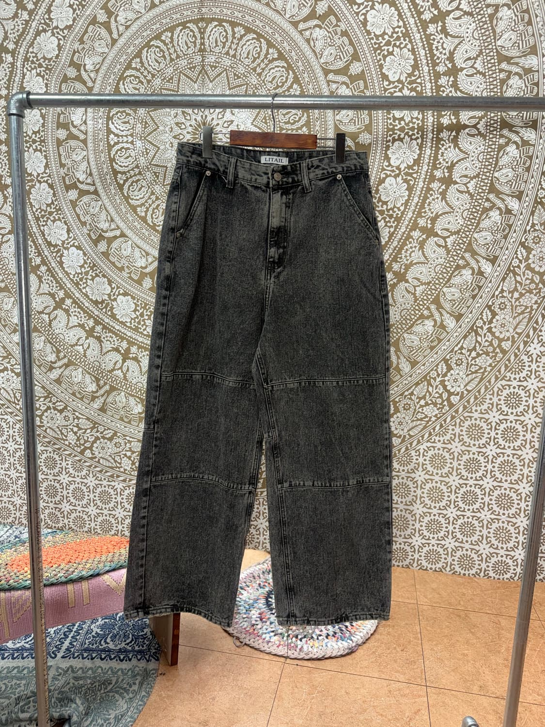 Litail 빈티지 더블니 흑청데님팬츠 상품이미지3