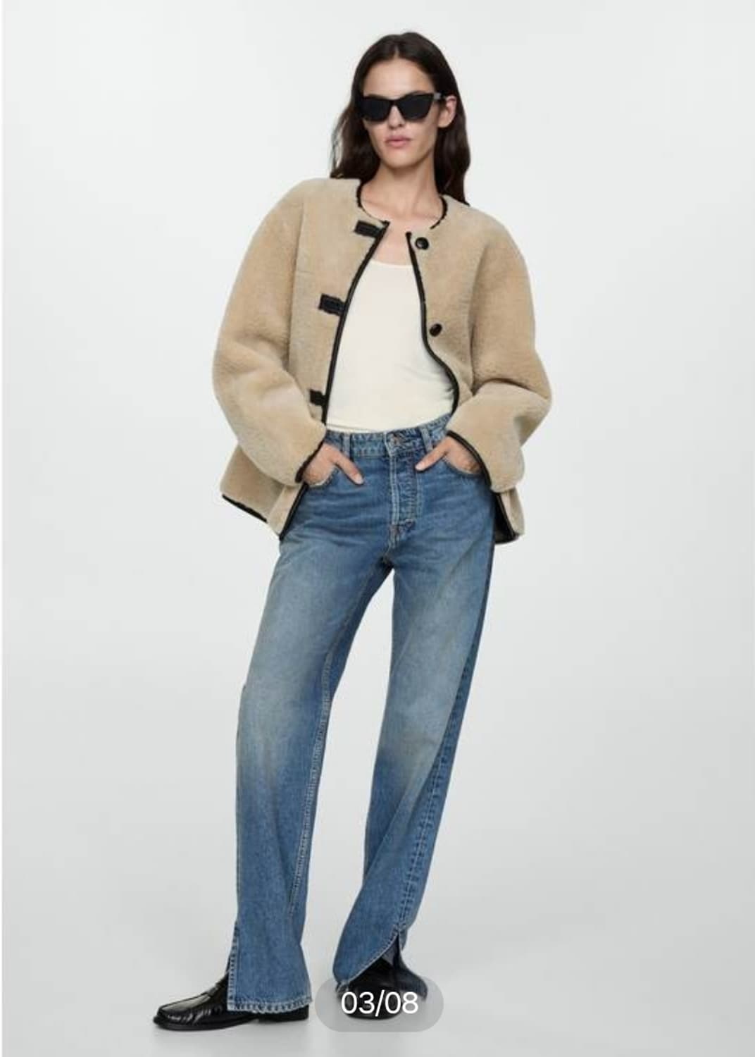 망고 퍼 이펙트 아플리케 퍼 코트 S 상품이미지2