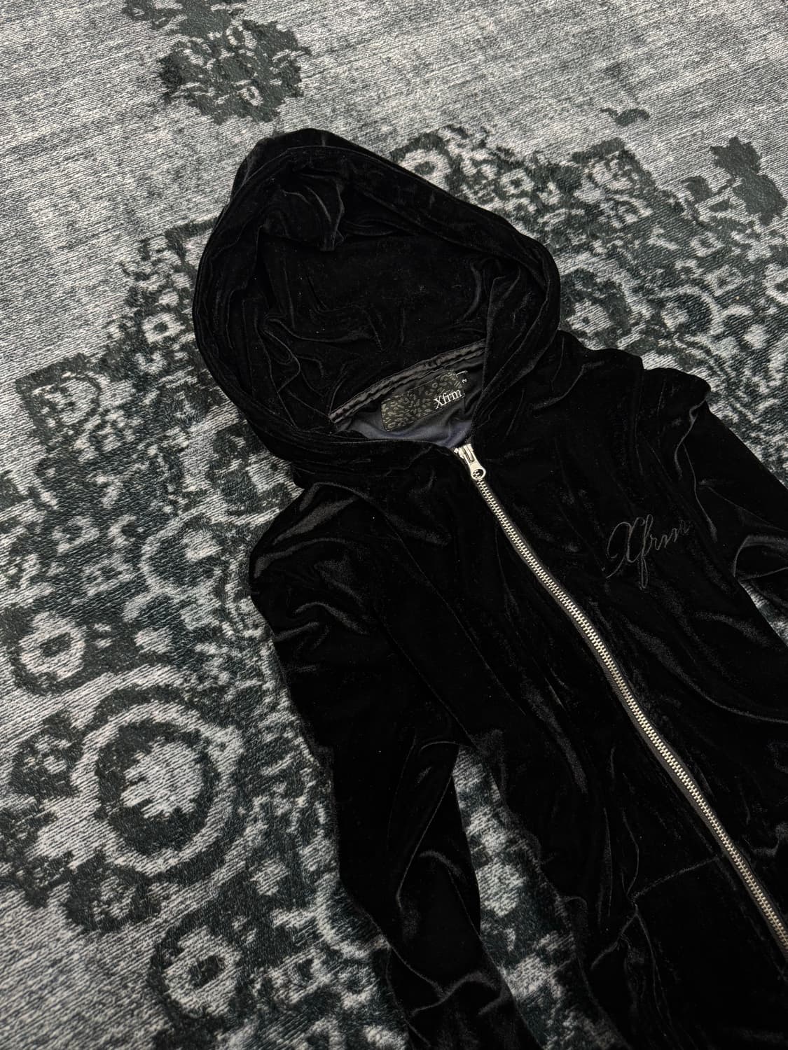 Xfrm logo black velour hoodie 상품이미지2