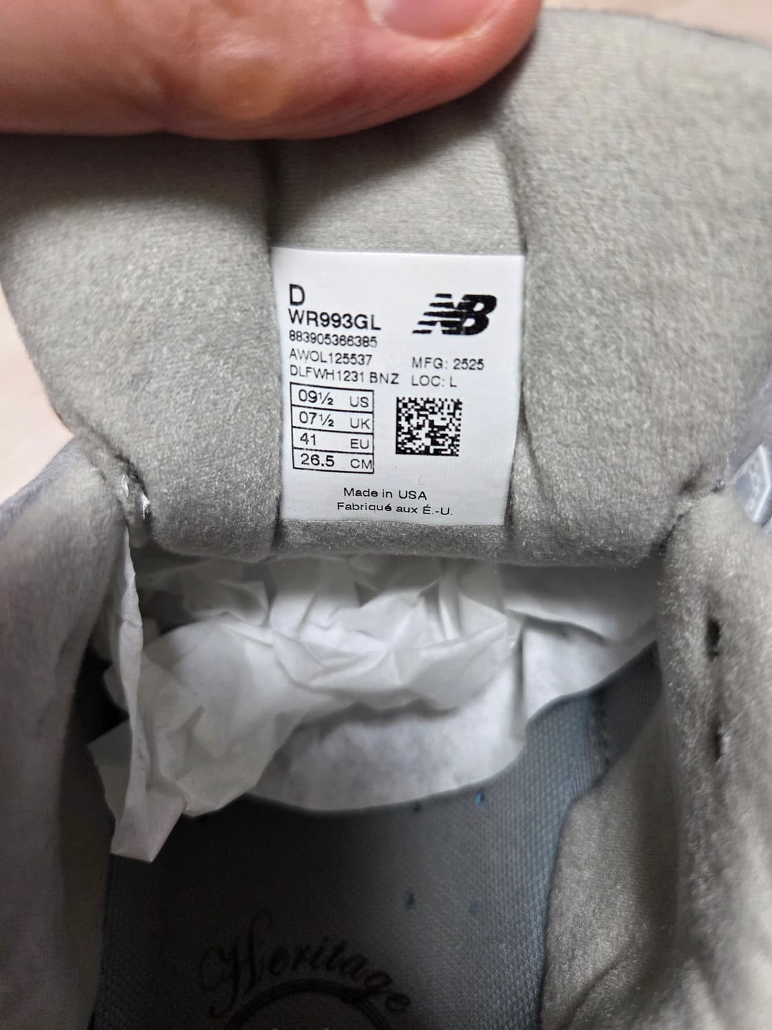 (W) 뉴발란스 993 메이드 인 USA - 그레이 팝니다. 상품이미지7