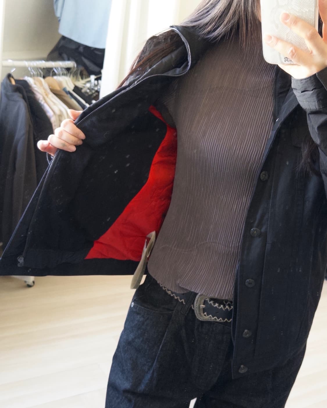 [DIESEL] black contrast quilted trucker  상품이미지4