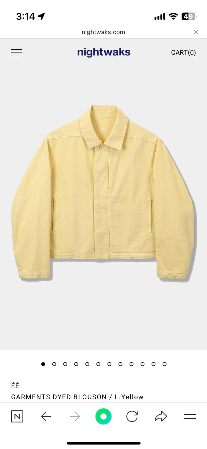 [EE] GARMENT DYED BLOUSON / L.Yellow (M) 상품이미지1