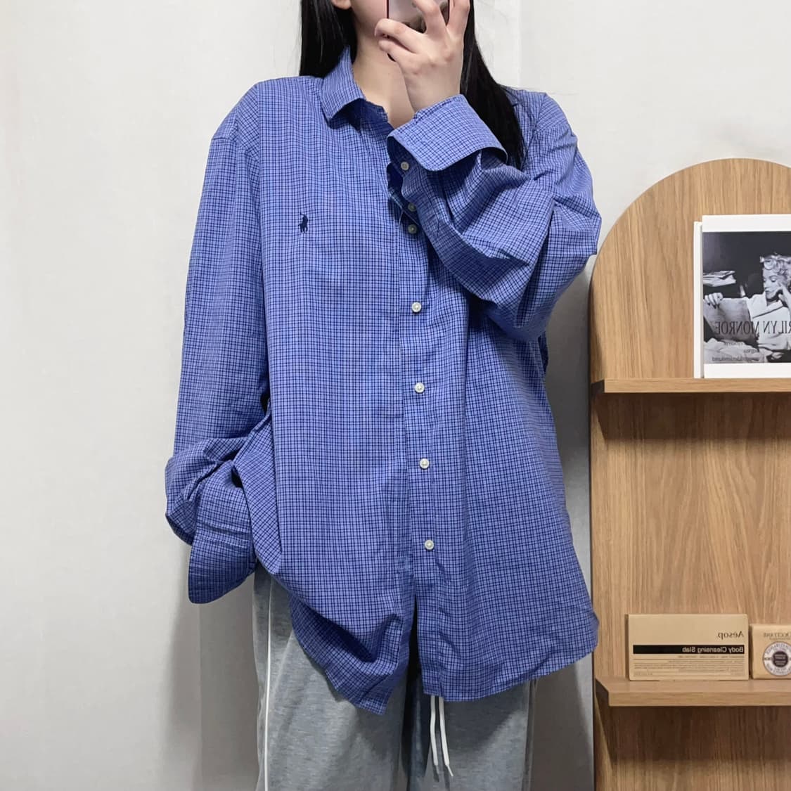 [정품] 폴로 블루 / 네이비포니 체크 셔츠 [ XXL ] 상품이미지1