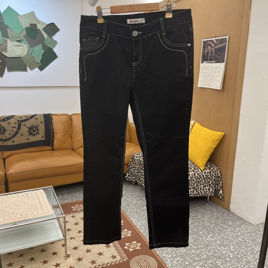 베티붑 펑크 키치 나비자수 흑청 데님팬츠 29인치 C10404 상품이미지3