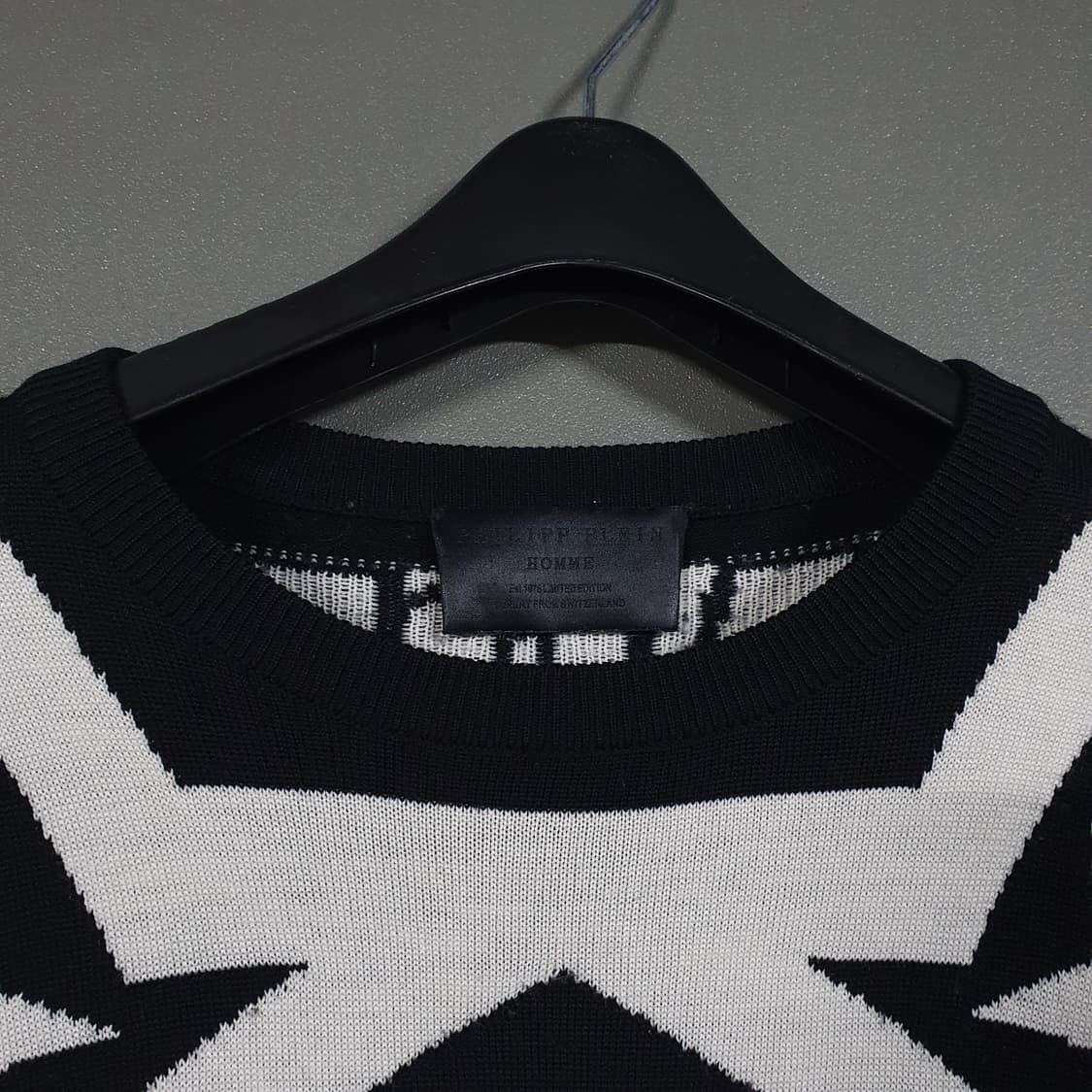 실측 L) 필립플레인 스컬 해골 배드보이 백로고 메리노울 모 니트 스웨터 상품이미지7