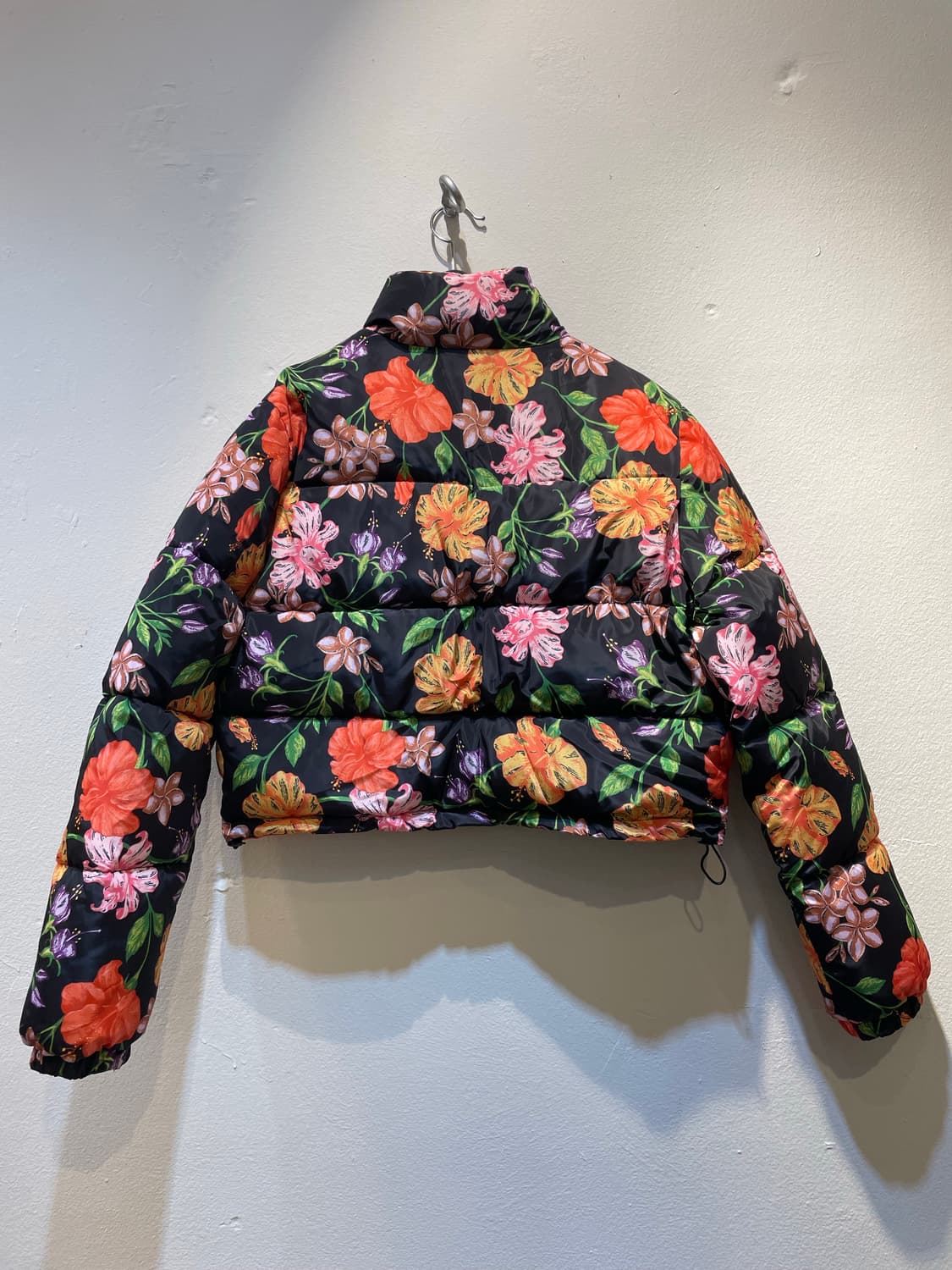 플라워 패턴 크롭 패딩 상품이미지2