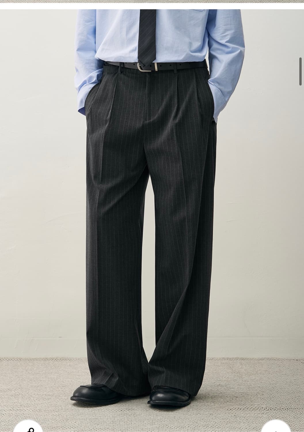 (L) 드로우핏 투 턱 와이드 핀 스트라이프 슬랙스 판매 상품이미지4