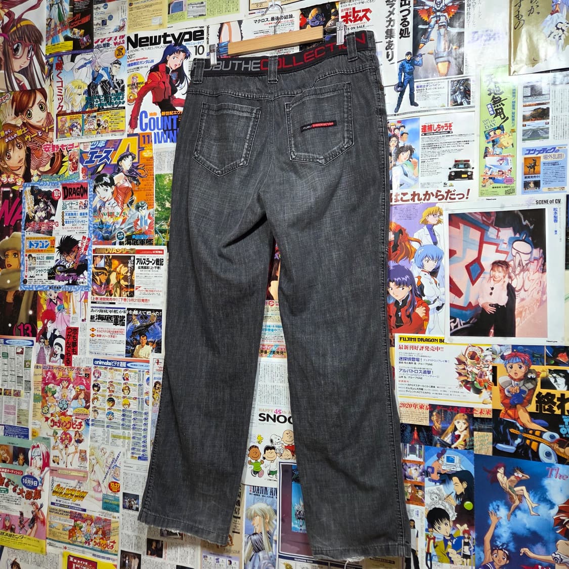 후부 반밴드 체크 로고 그레이 와이드 팬츠 상품이미지5