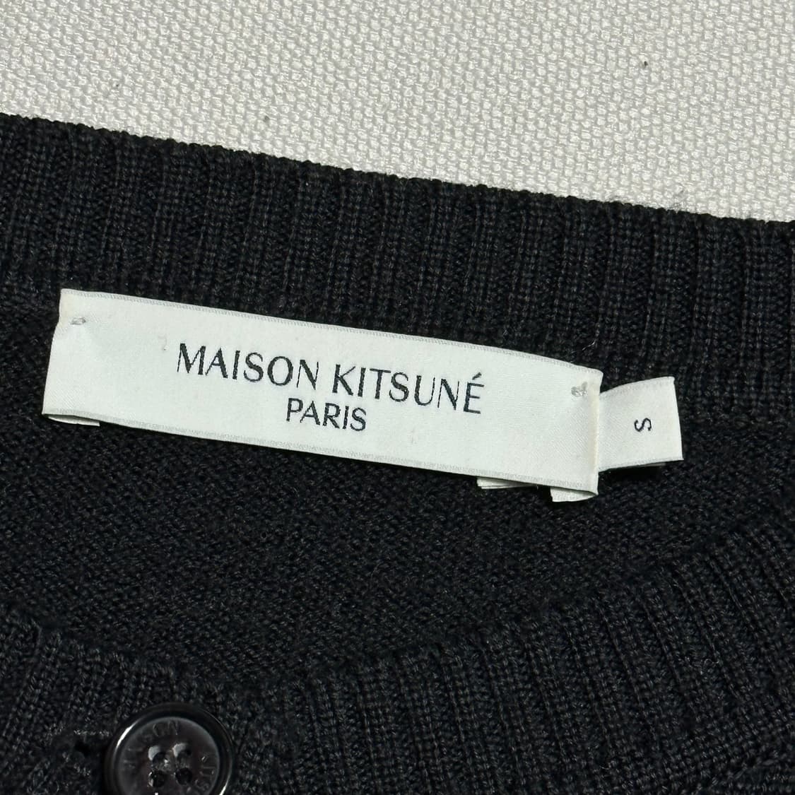 S 메종키츠네 더블폭스 헤드 블랙 울 가디건 상품이미지4