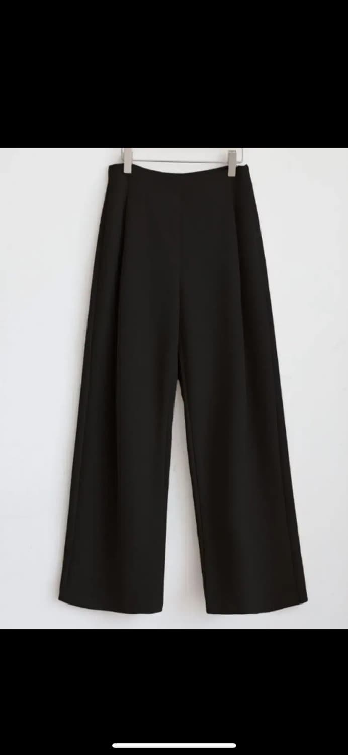 하이웨스트 와이드 핀턱 슬랙스 블랙 상품이미지2