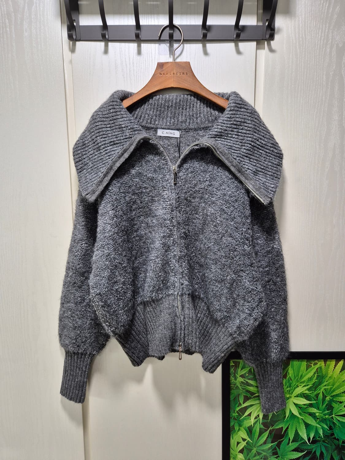C.Ning 빅카라 니트 집업 그레이 상품이미지1