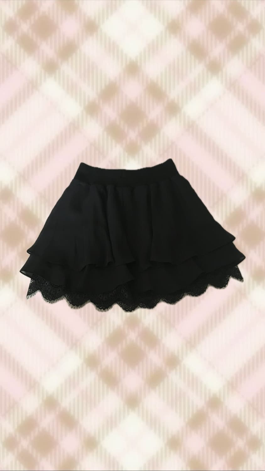 블랙 레이스 스커트 치마 라떼 히메 오네 갸루 러블리 로걀 모리 빈티지 상품이미지1