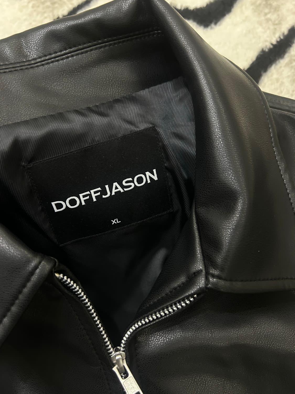 [XL]도프제이슨 비건레더 싱글 자켓/블랙 상품이미지5