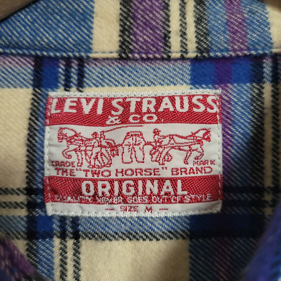 (M) LEVI'S 리바이스 블루 체크 셔츠 남방 간절기 상품이미지3