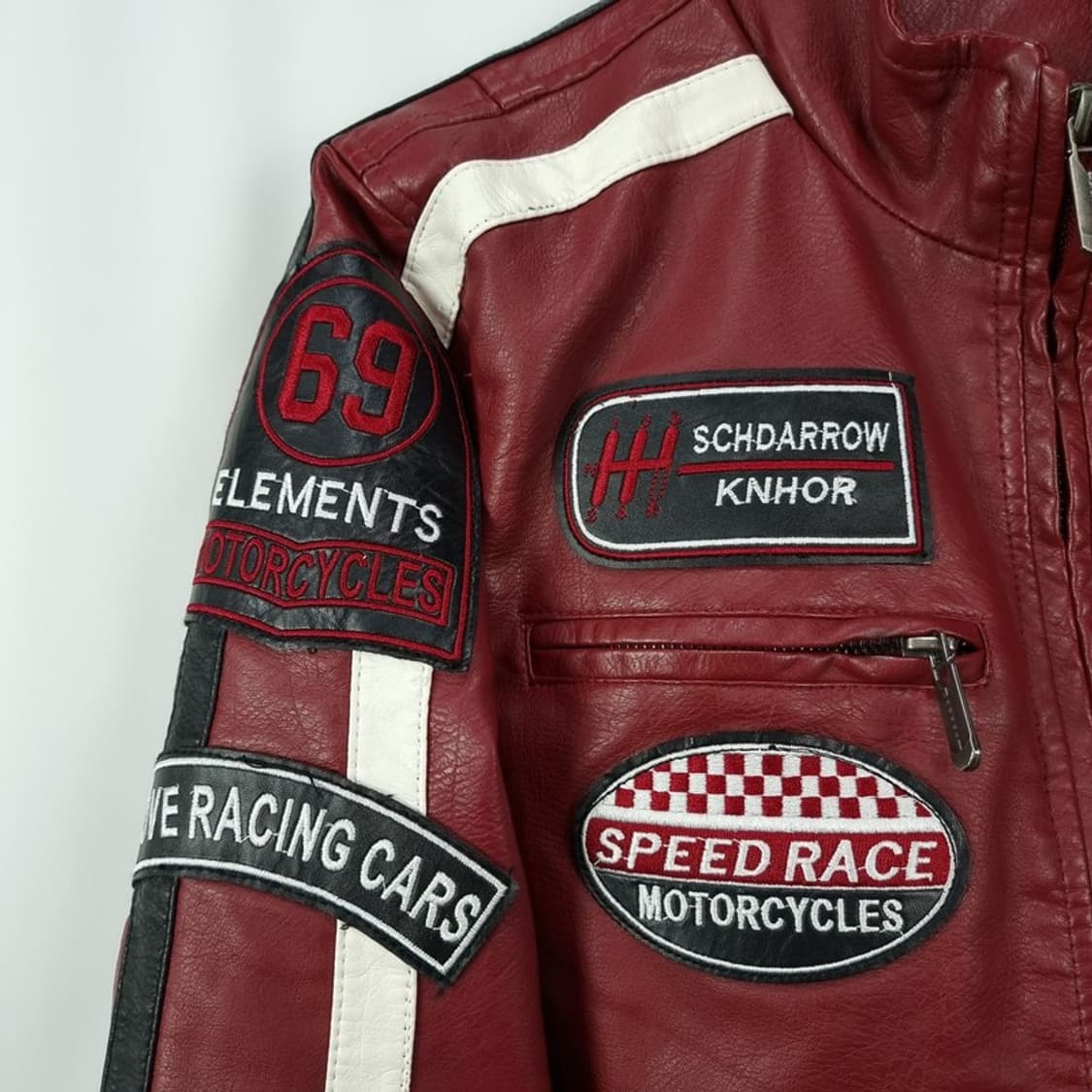 [빈티지] 비건레더 멀티패치 레이싱 바이커 라이더 가죽 자켓 M19542 상품이미지5