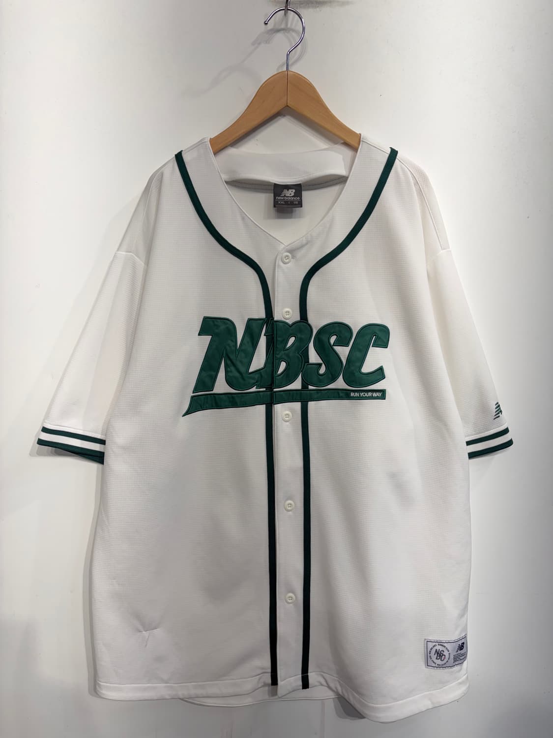 XXL 뉴발란스 NBSC 베이스볼 반팔 저지 화이트  상품이미지2