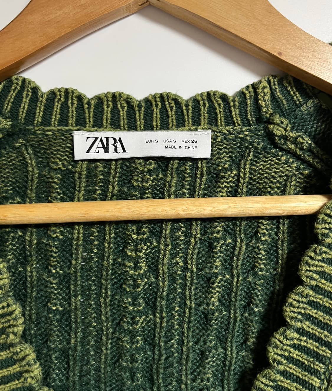 자라 피그먼트 워싱 케이블 크롭 가디건 S 상품이미지5