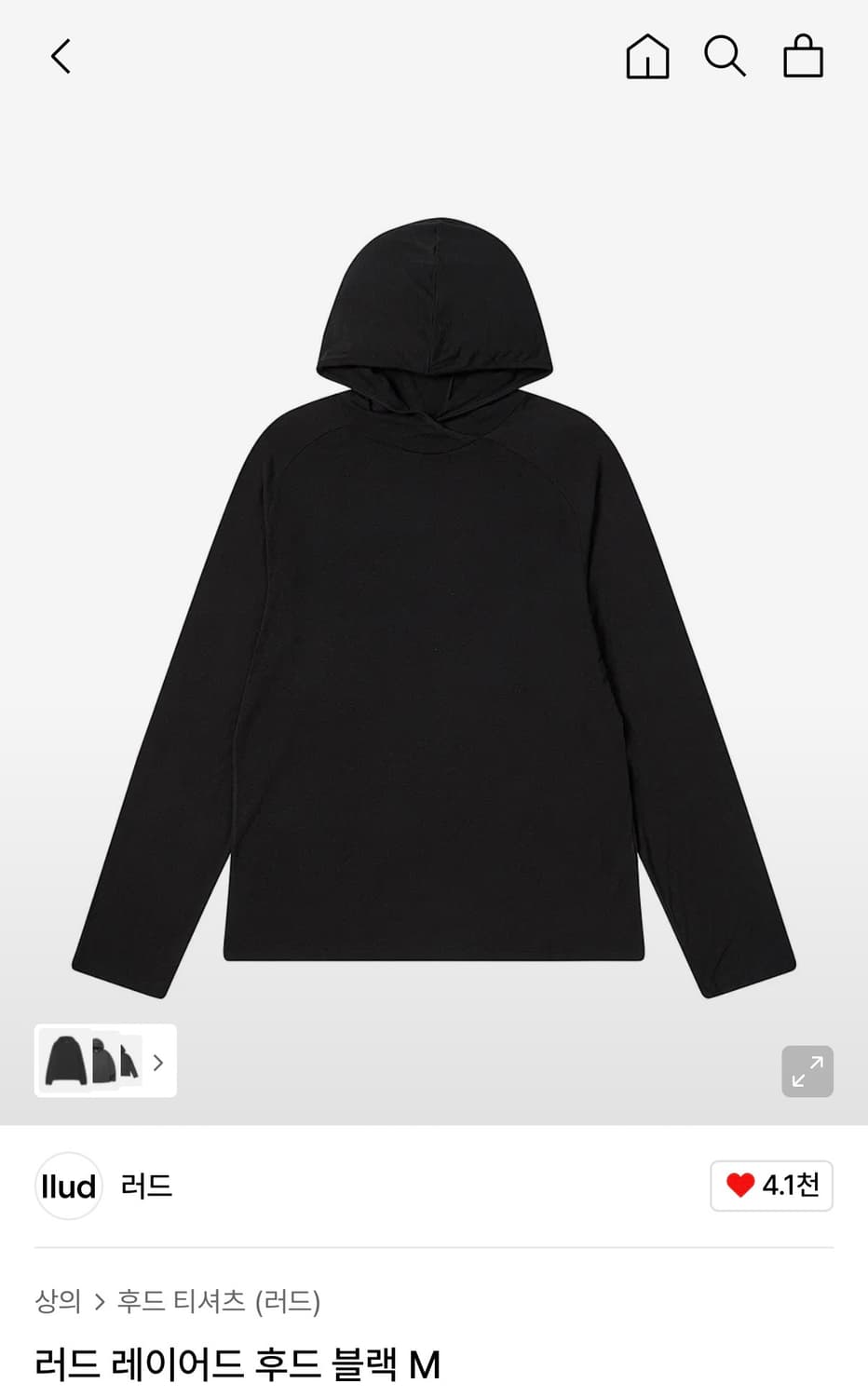 러드 레이어드 후드 블랙 M 상품이미지1