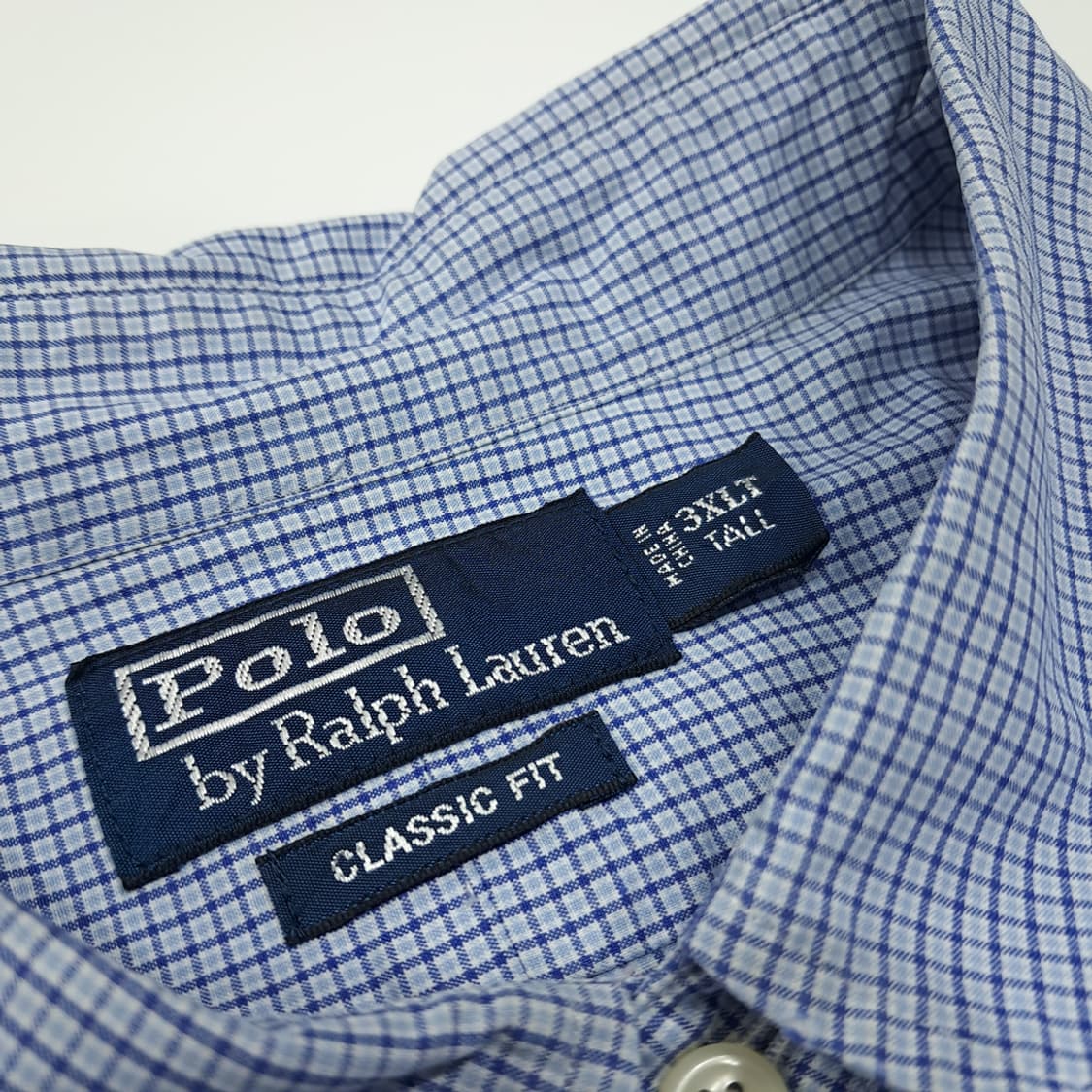 CL252 3XLT 폴로 00s 코튼 마이크로체크 블루 셔츠 남방 상품이미지4